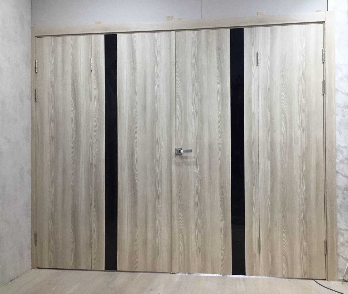 Двойная распашная дверь Динмар модели Сканди и Соленто-3, цвет айс капучино