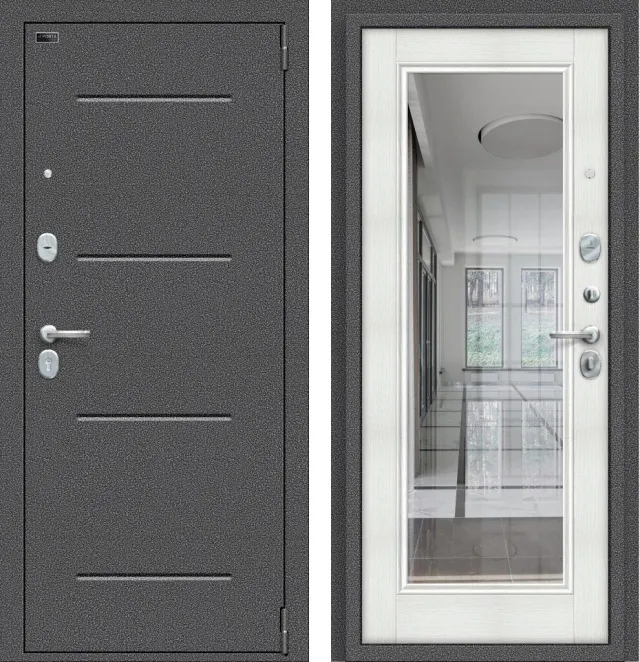 Входная дверь Porta R 104.П61 Антик Серебро/Bianco Veralinga